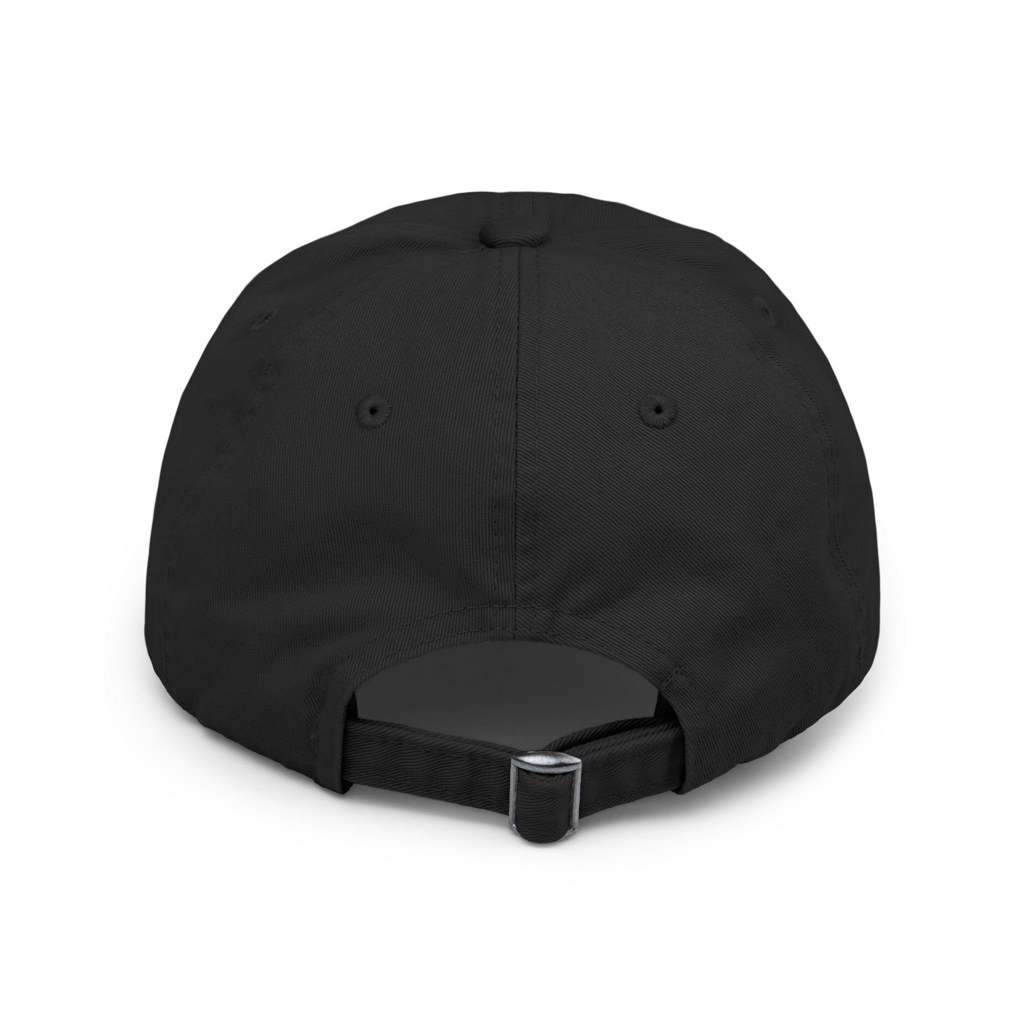 Custom distressed baseball hat in near black color with LWPFC Club crest in black and gray.